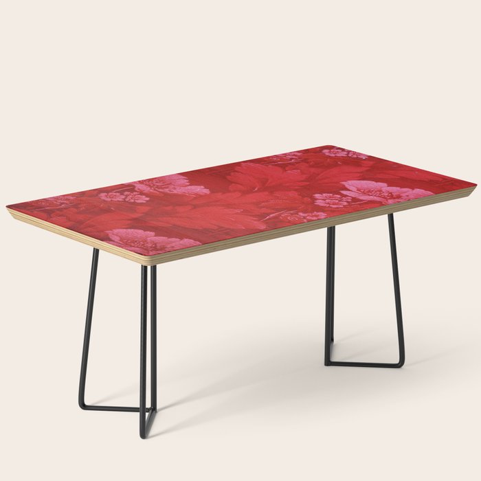 Antique Red Flower Pattern Coffee Table Gallery Image 1