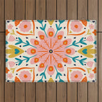 Butterfly Floral Mandala Outdoor Rug Gallery Image 1