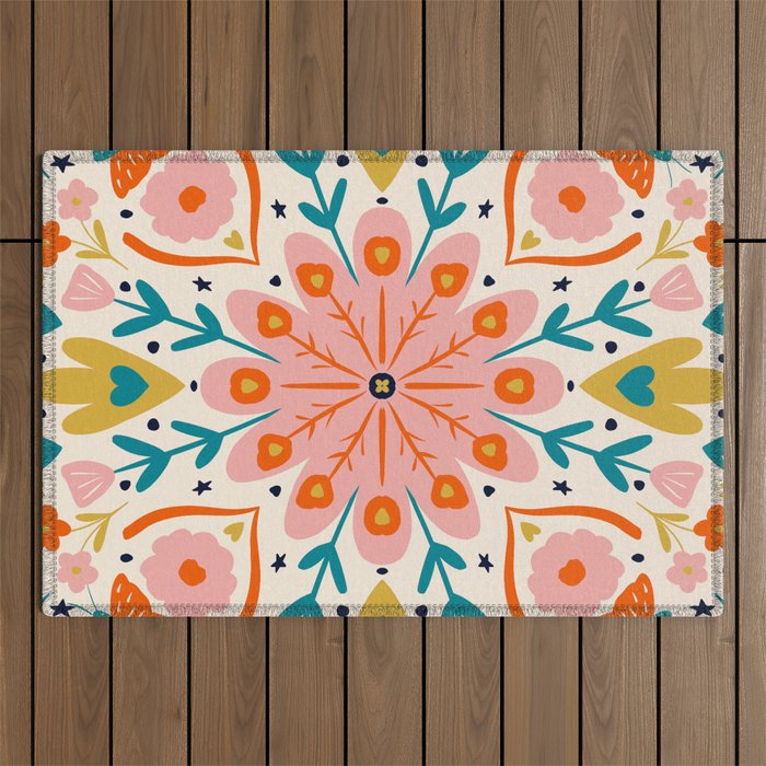 Butterfly Floral Mandala Outdoor Rug Gallery Image 1