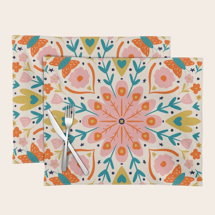 Butterfly Floral Mandala Placemat Gallery Image 1