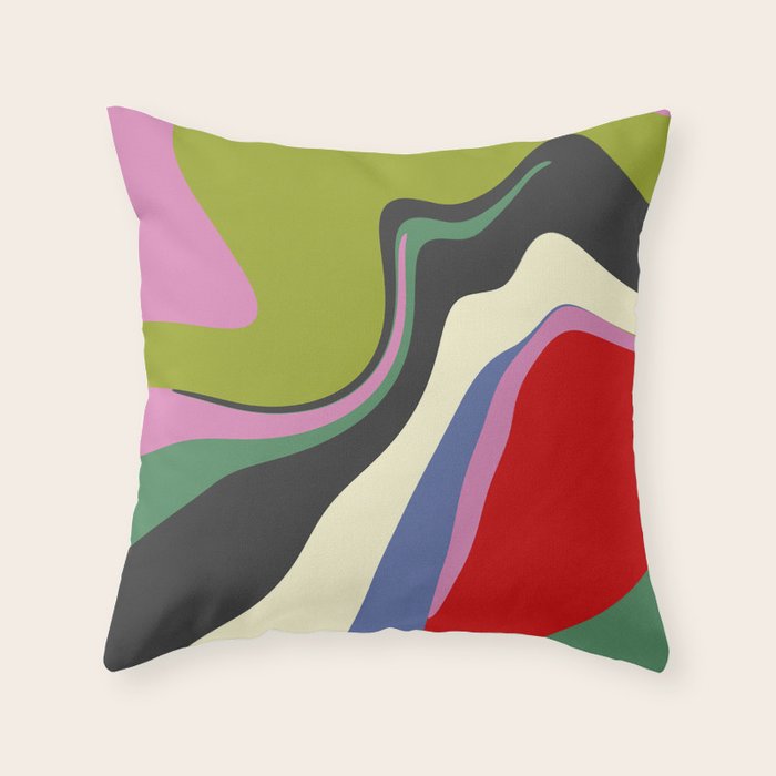  abstract fluid retro swirl 2 Throw Pillow Gallery Image 1