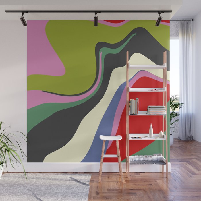  abstract fluid retro swirl 2 Wall Mural Gallery Image 1