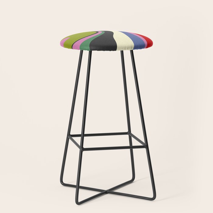  abstract fluid retro swirl 2 Stool Gallery Image 1