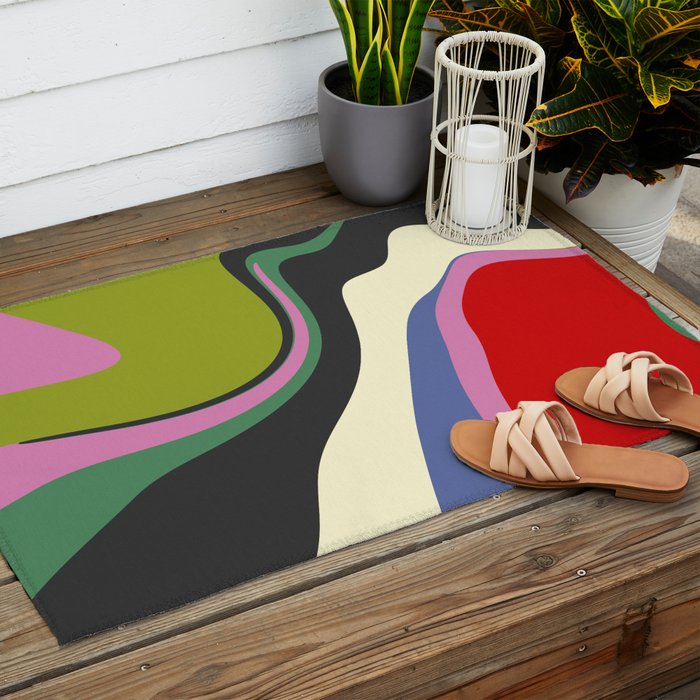  abstract fluid retro swirl 2 Outdoor Rug Gallery Image 2