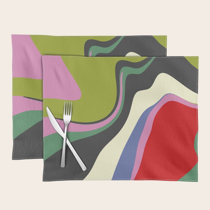  abstract fluid retro swirl 2 Placemat Gallery Image 1