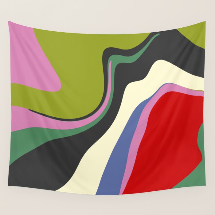  abstract fluid retro swirl 2 Wall Tapestry Gallery Image 4