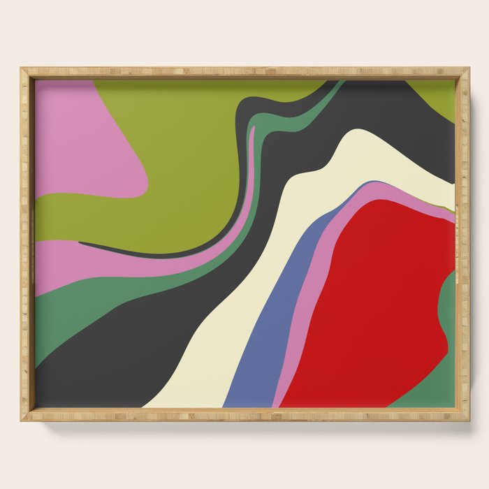  abstract fluid retro swirl 2 Serving Tray Gallery Image 1