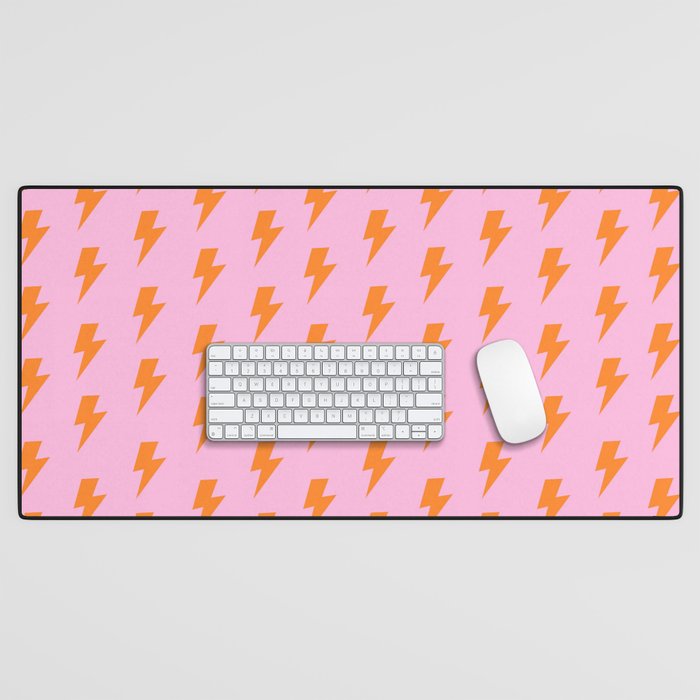 Orange Lightning on Pink Desk Mat Gallery Image 1
