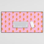 Orange Lightning on Pink Desk Mat Gallery Image 1
