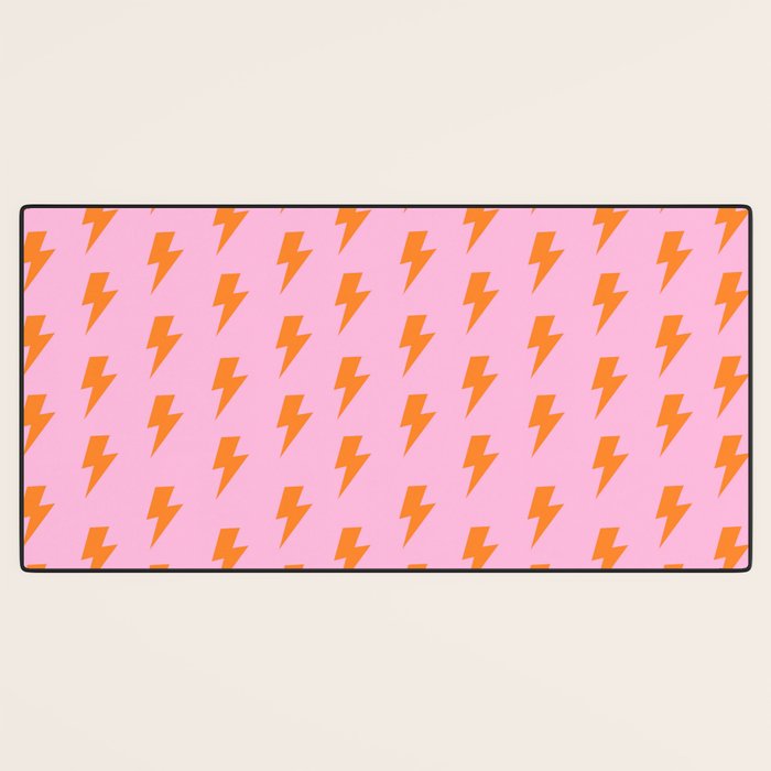 Orange Lightning on Pink Desk Mat Gallery Image 3