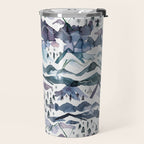 Mountains Watercolor Nature Trees Ski Snow Blue Indigo Travel Mug Gallery Image 2