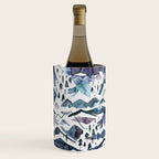 Mountains Watercolor Nature Trees Ski Snow Blue Indigo Wine Chiller Gallery Image 1