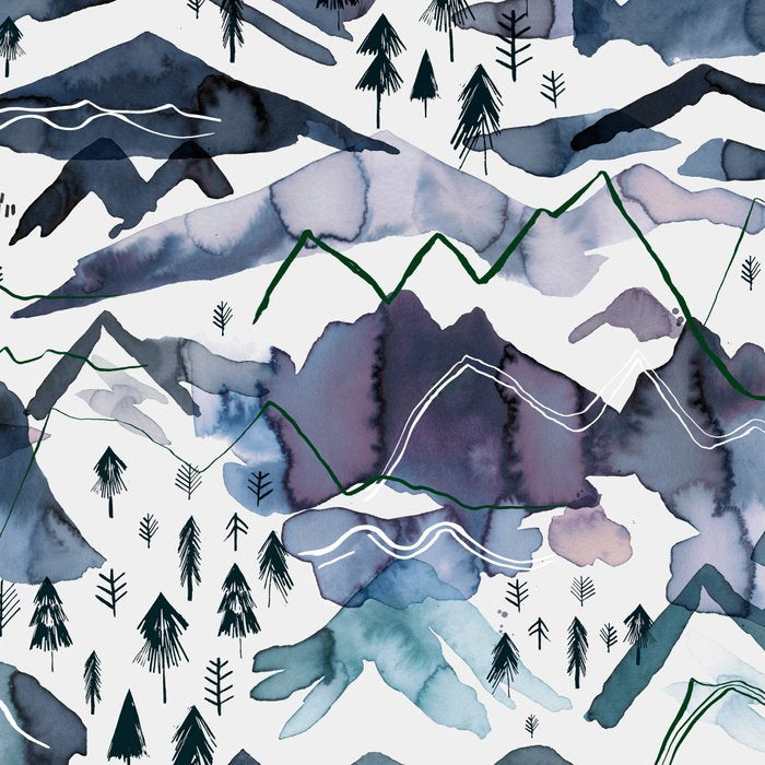 Mountains Watercolor Nature Trees Ski Snow Blue Indigo Coffee Mug Gallery Image 2