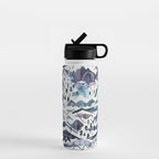 Mountains Watercolor Nature Trees Ski Snow Blue Indigo Water Bottle Gallery Image 1