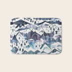 Mountains Watercolor Nature Trees Ski Snow Blue Indigo Bath Mat Gallery Image 1