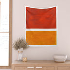 Burnt Orange Yellow Ochre Mid Century Modern Abstract Minimalist Rothko Color Field Squares Wall Tapestry Gallery Image 2
