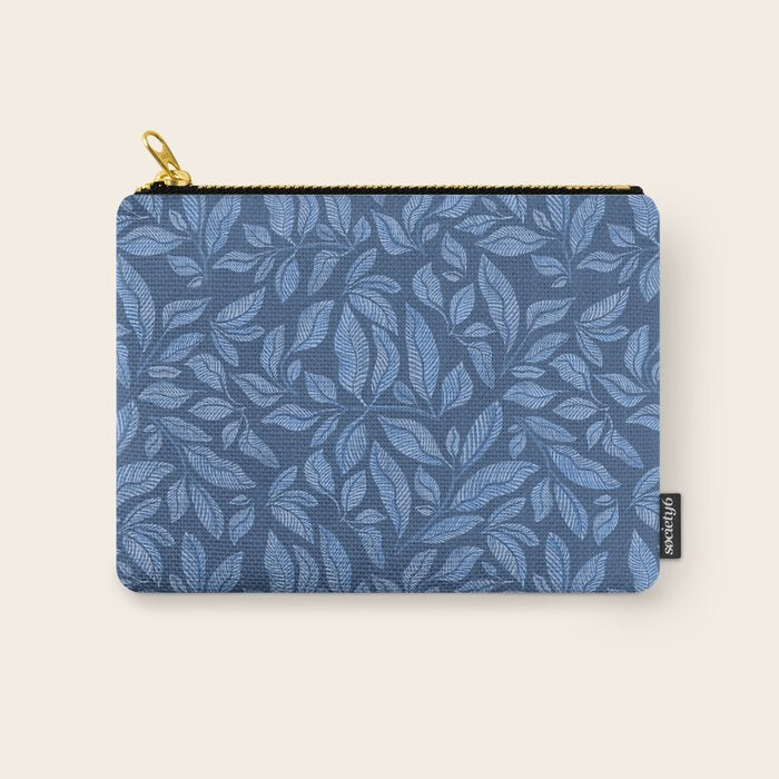 Blue Bali Vines - tropical leaf repeat pattern Carry All Pouch Gallery Image 1
