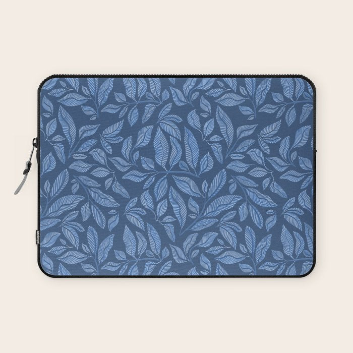 Blue Bali Vines - tropical leaf repeat pattern Laptop Sleeve Gallery Image 1