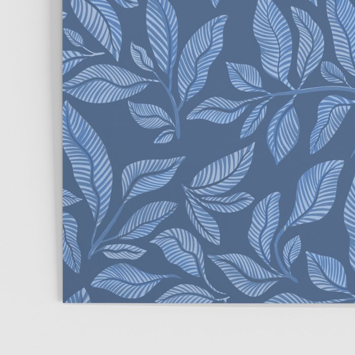 Blue Bali Vines - tropical leaf repeat pattern Poster Gallery Image 3