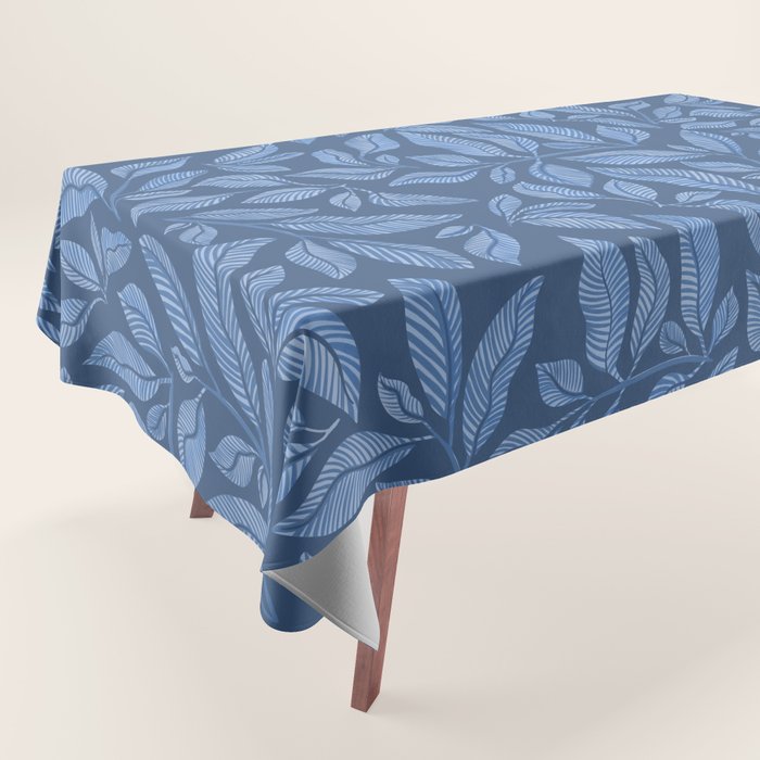 Blue Bali Vines - tropical leaf repeat pattern Tablecloth Gallery Image 1