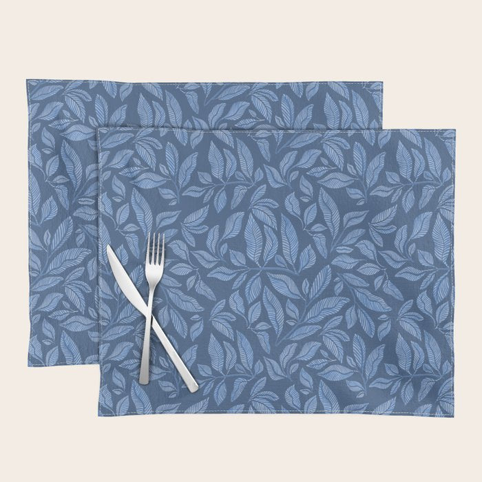 Blue Bali Vines - tropical leaf repeat pattern Placemat Gallery Image 1