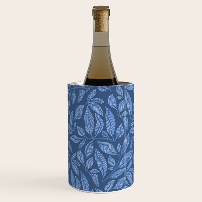 Blue Bali Vines - tropical leaf repeat pattern Wine Chiller Gallery Image 1