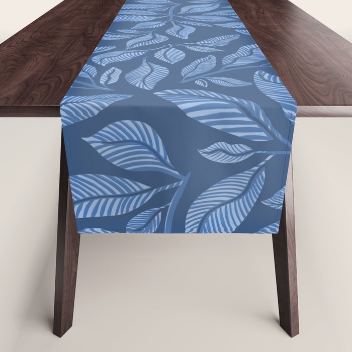 Blue Bali Vines - tropical leaf repeat pattern Table Runner Gallery Image 1