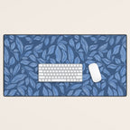 Blue Bali Vines - tropical leaf repeat pattern Desk Mat Gallery Image 1