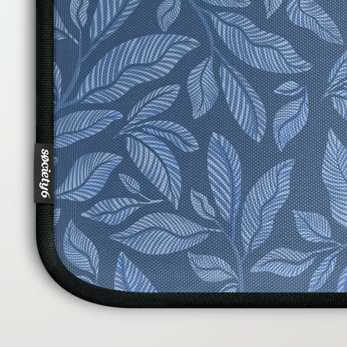 Blue Bali Vines - tropical leaf repeat pattern Laptop Sleeve Gallery Image 3