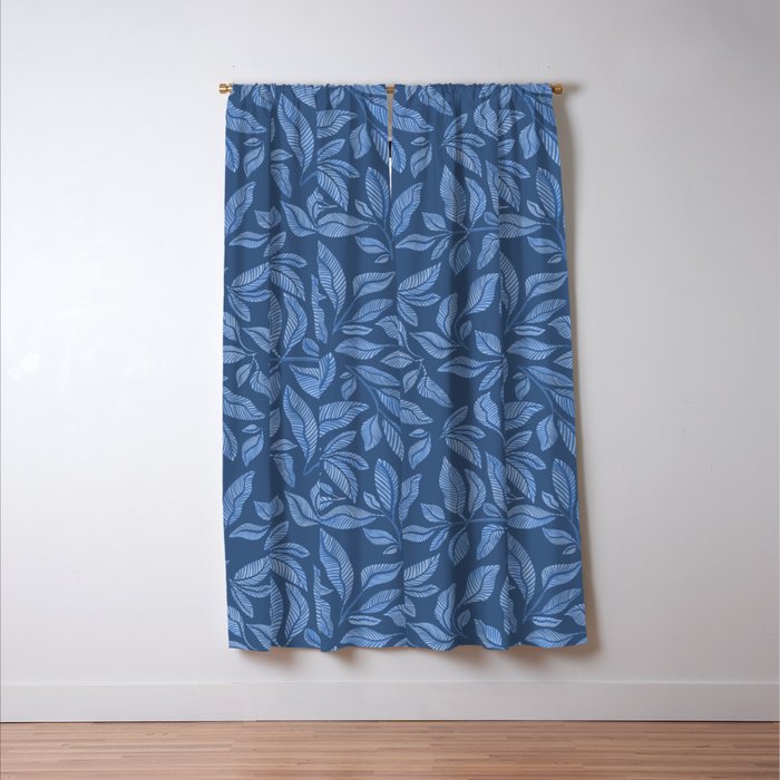 Blue Bali Vines - tropical leaf repeat pattern Window Curtain Gallery Image 3