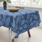 Blue Bali Vines - tropical leaf repeat pattern Tablecloth Gallery Image 3