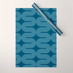 Mid Century Modern Geometric 101 in night Blue (Rainbow Abstract) Wrapping Paper Gallery Image 1