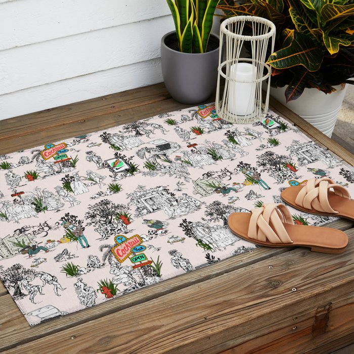 Toile de Jouy modern Outdoor Rug Gallery Image 2