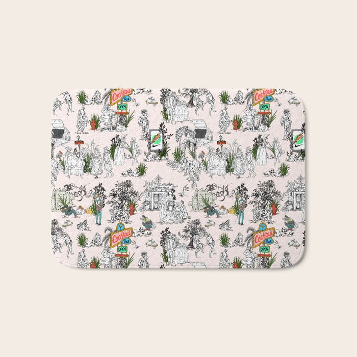 Toile de Jouy modern Bath Mat Gallery Image 1