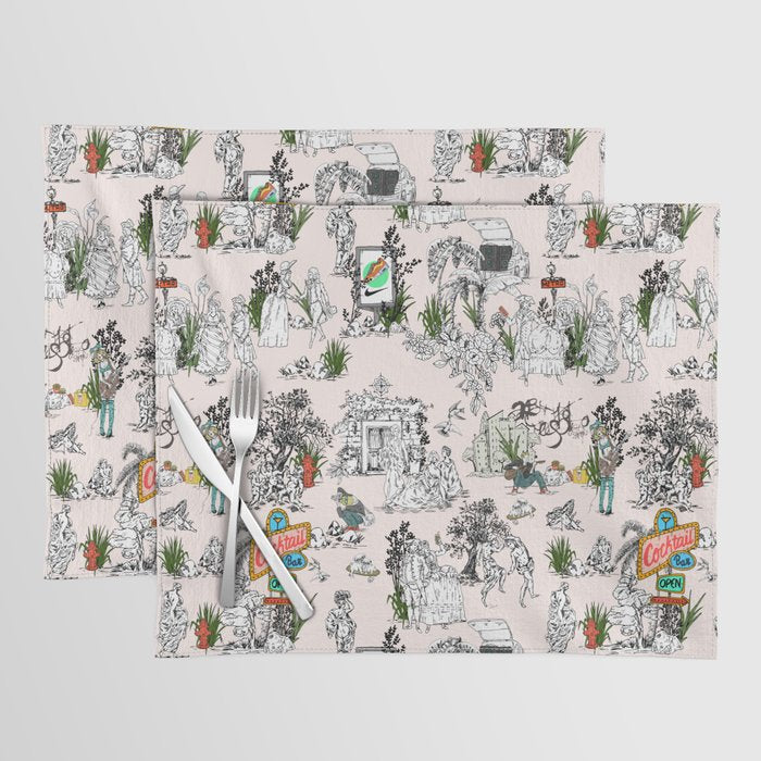 Toile de Jouy modern Placemat Gallery Image 1