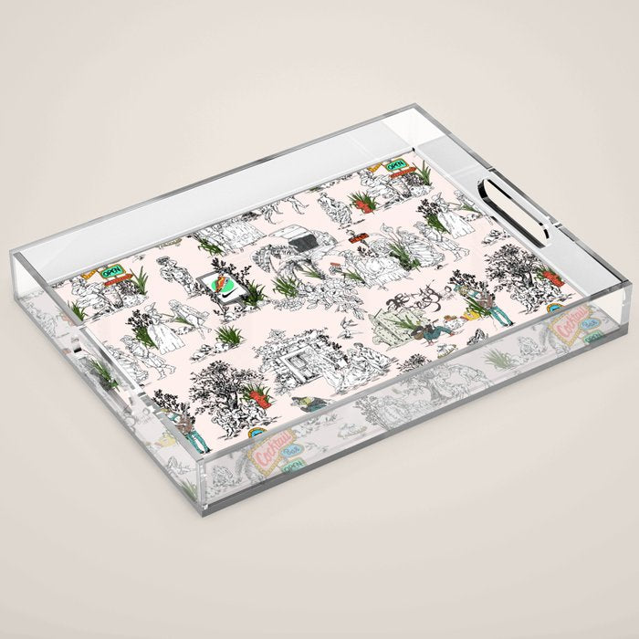 Toile de Jouy modern Acrylic Tray Gallery Image 1