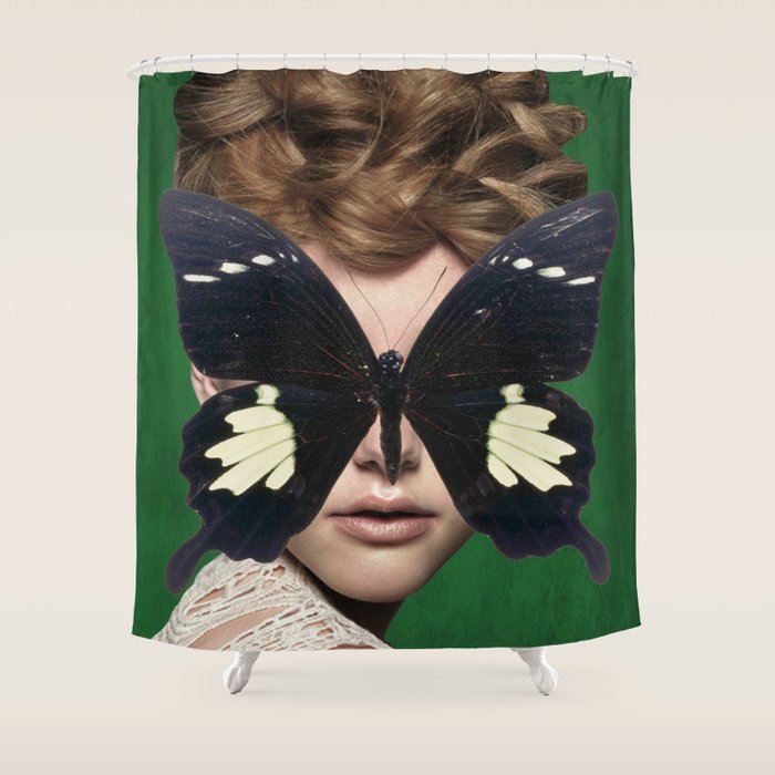 Woman Butterfly 3 Shower Curtain Gallery Image 1