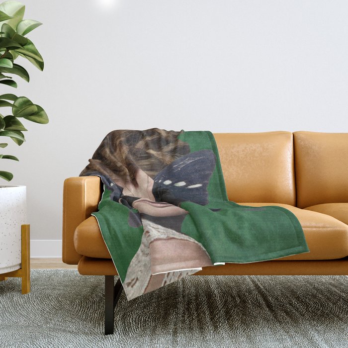 Woman Butterfly 3 Throw Blanket Gallery Image 1