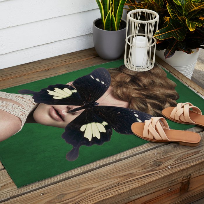 Woman Butterfly 3 Outdoor Rug Gallery Image 2