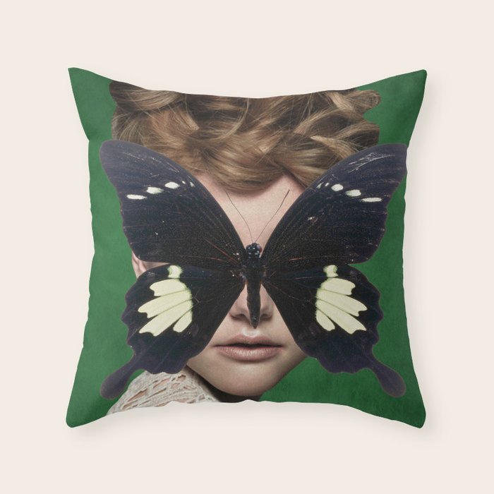 Woman Butterfly 3 Throw Pillow Gallery Image 1