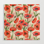 Summer Botanical Poppies Field Wood Wall Art Gallery Image 1