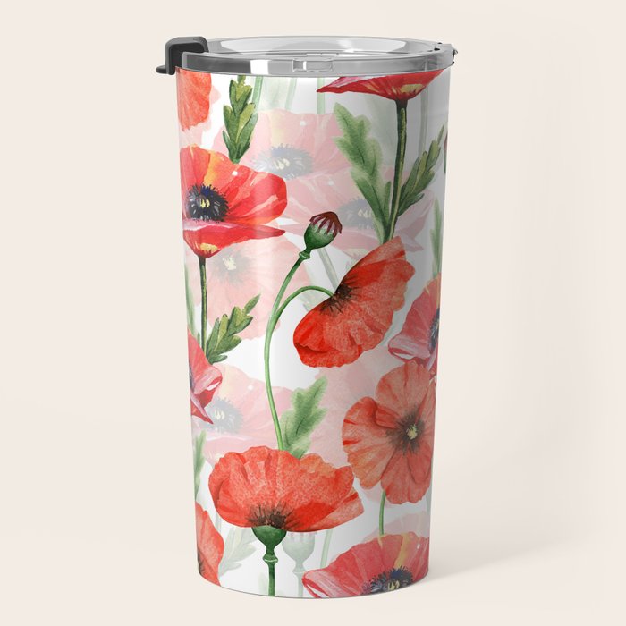 Summer Botanical Poppies Field Travel Mug Gallery Image 3