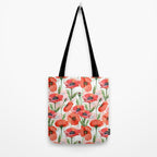 Summer Botanical Poppies Field Tote Bag Gallery Image 2