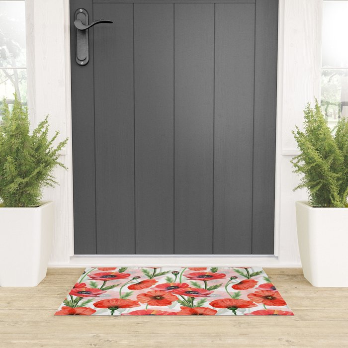 Summer Botanical Poppies Field Welcome Mat Gallery Image 3