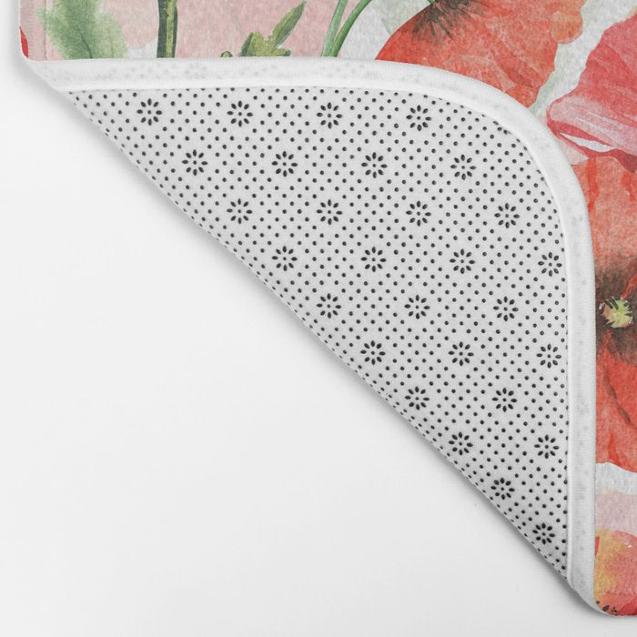 Summer Botanical Poppies Field Bath Mat Gallery Image 2
