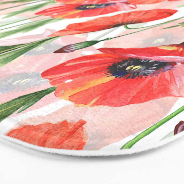 Summer Botanical Poppies Field Bath Mat Gallery Image 3