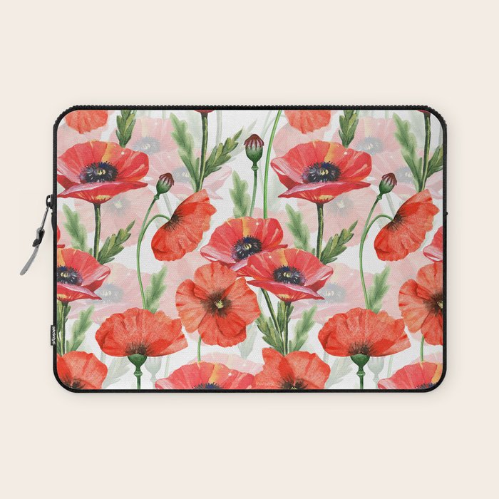 Summer Botanical Poppies Field Laptop Sleeve Gallery Image 1