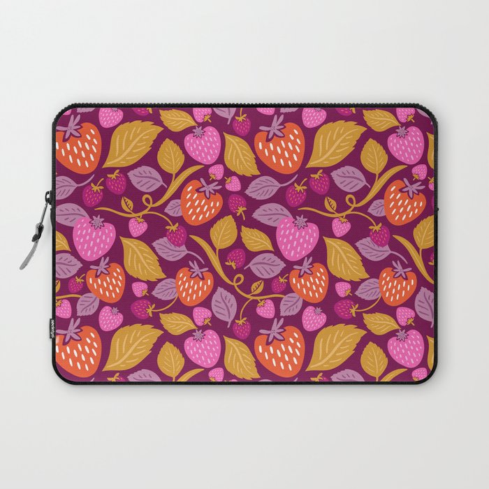 Strawberry Fields - Magenta Gold Laptop Sleeve Gallery Image 1