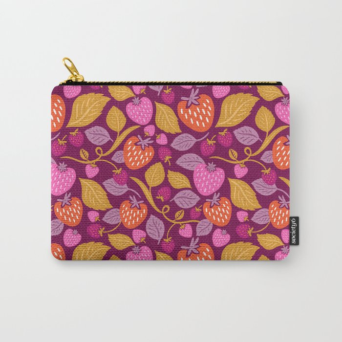 Strawberry Fields - Magenta Gold Carry All Pouch Gallery Image 1