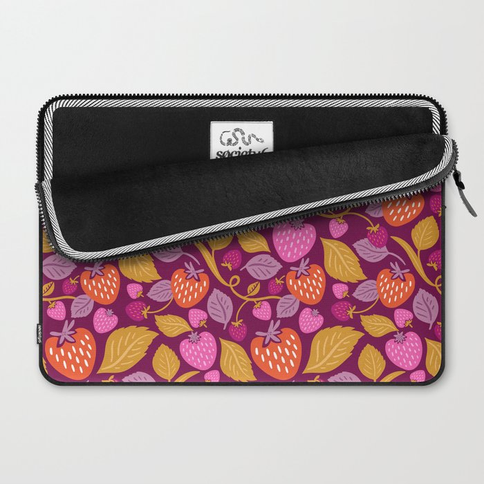 Strawberry Fields - Magenta Gold Laptop Sleeve Gallery Image 2